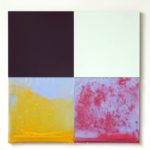 Contre-Respirations | 2002, 12 modules de 50 x 50 x 1 cm, bois, cartons, sacs plastiques, pigments, eau déminéralisée