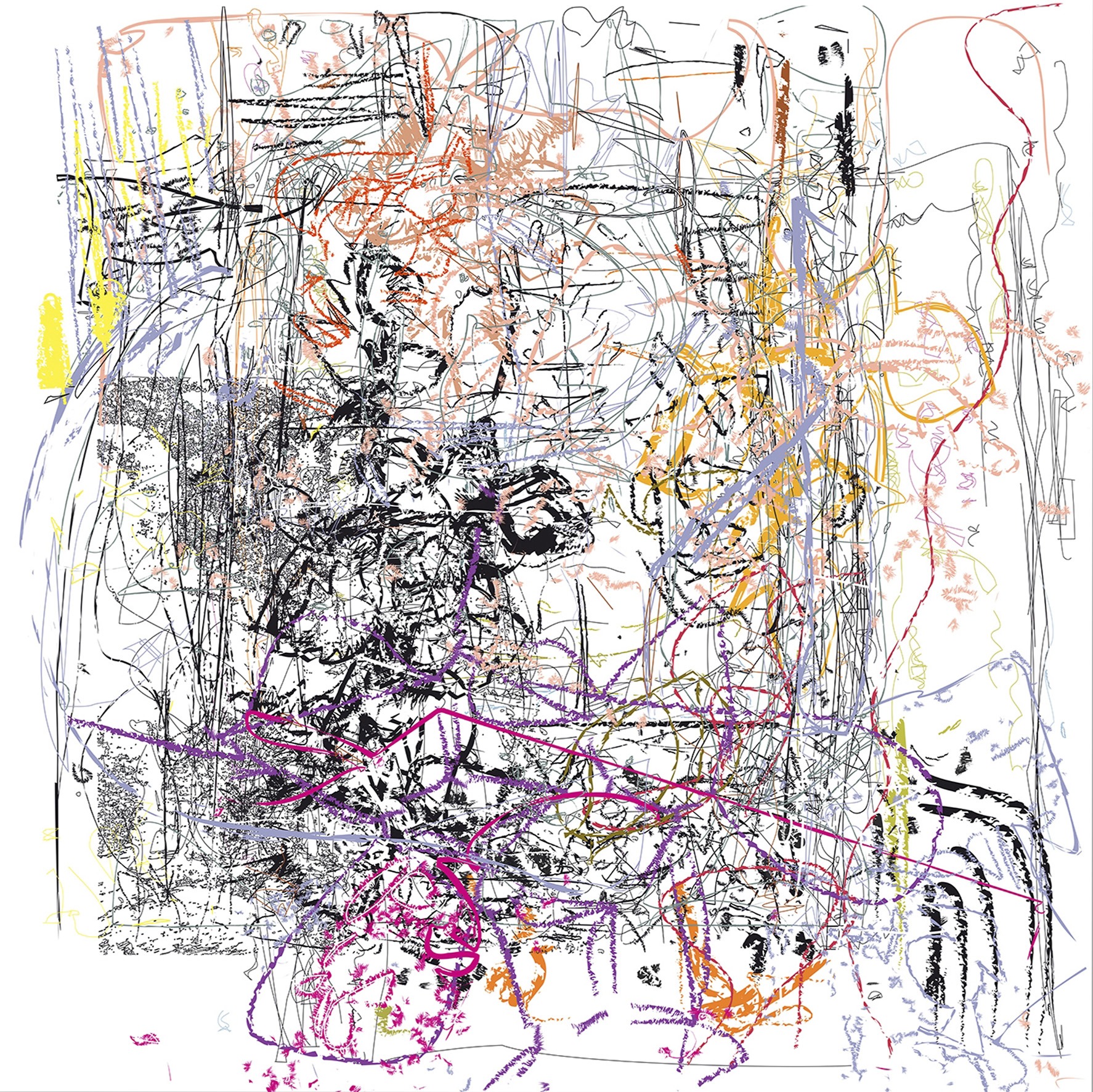 (1/2xHMatisse+RRauschenberg) | 03-10-2016.1, 100 x 100 cm, impression numérique sur papier