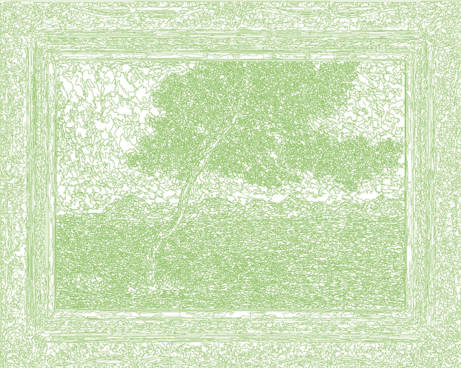 (XIX-ASisley)/Vert, 04-06-2023.3, 90 x 80 cm, traceur numérique sur papier, stylo bille