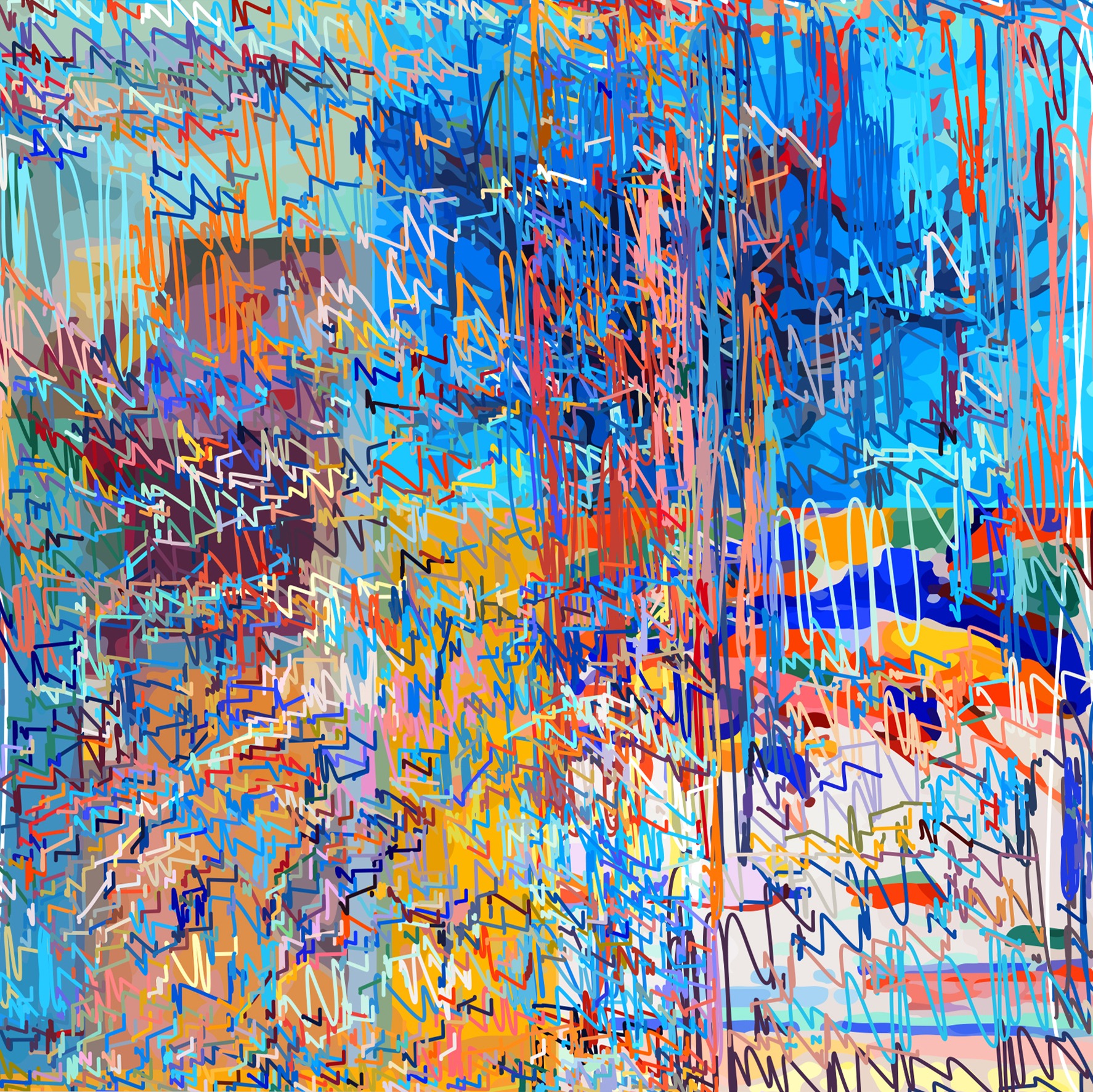 1/(2xADerain+PMondrian)+1200lm | 06-05-2019.1, 150 x 150 cm, impression numérique sur Dibond