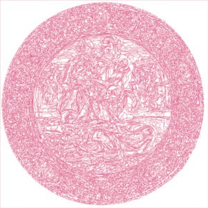 (XVI-Michelange)/Rose, 06-08-2024, 70 x 90 cm, traceur numérique sur papier, stylo bille