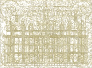 (XV-Chambordx2)/Or, 07-08-2024, 70 x 80 cm, traceur numérique sur papier, stylo bille