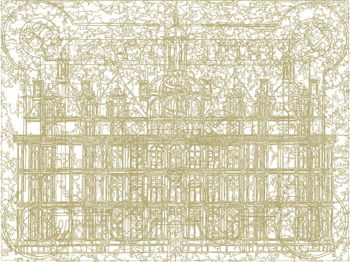 (XV-Chambordx2)/Or, 07-08-2024, 70 x 80 cm, traceur numérique sur papier, stylo bille