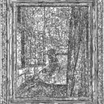 (XVII-JVermeer)/Noir, 19-03-2024.5, 70 x 80 cm, traceur numérique sur papier, stylo bille