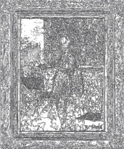 (XVII-JVermeer)/Noir, 15-08-2024.6, 70 x 80 cm, traceur numérique sur papier, stylo bille