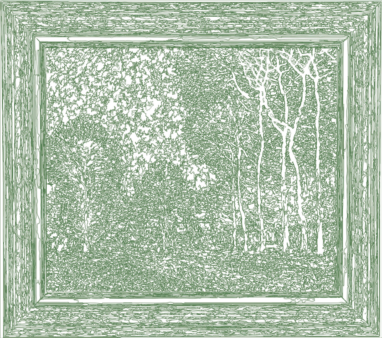 (XIX-ASisley)/Vert, 17-08-2024, 80 x 70 cm, traceur numérique sur papier, stylo bille