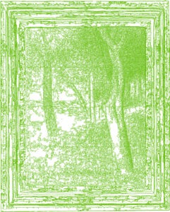 (XIX-GSeurat)/Vert, 25-03-2023.3, 80 x 70 cm, traceur numérique sur papier, stylo bille
