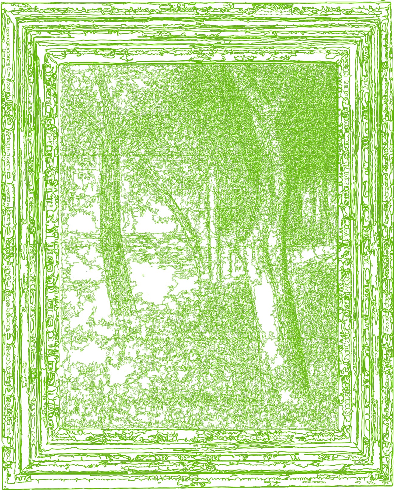 (XIX-GSeurat)/Vert, 25-03-2023.3, 80 x 70 cm, traceur numérique sur papier, stylo bille
