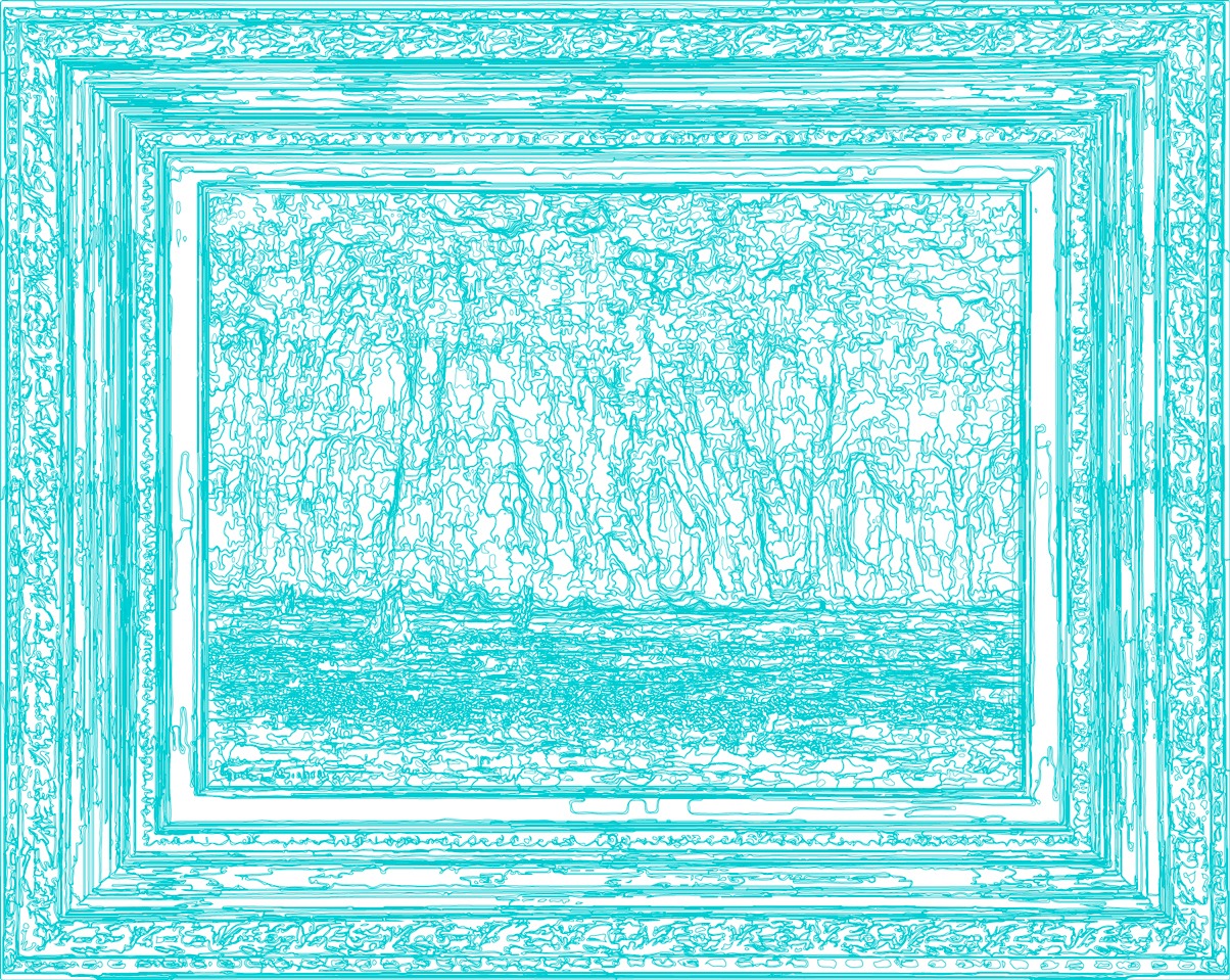 (XVIII-G.Courbet)/Bleu, 28-05-2023, 70 x 80 cm, traceur numérique sur papier, stylo bille