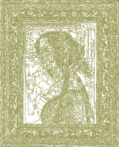 (XV-SBotticelli)/Or, 29-04-2025.2, 70 x 80 cm, traceur numérique sur papier, stylo bille