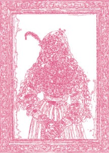 (XVI-LCranach)/Rose | 29-04-2025.7, 65 x 90 cm, traceur numérique sur papier, stylo bille