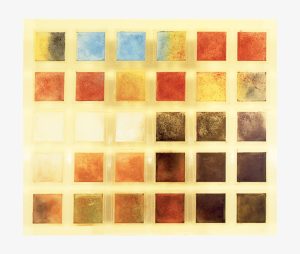 Cézanne Décomposté-I, 2003, 40 x 50 x 0,5 cm, feuille de rhodoïd, plexiglas, adhésifs, pigments