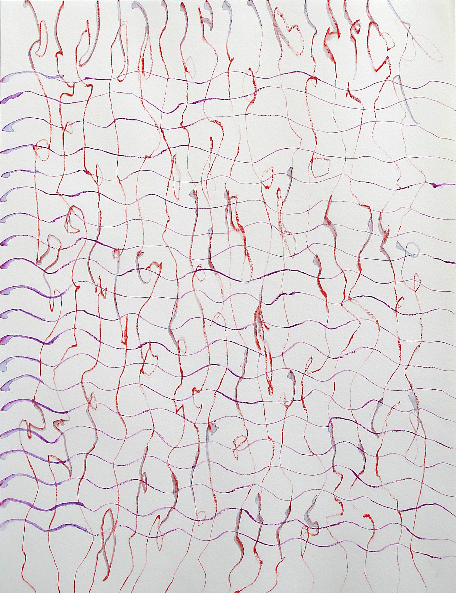 Motifs intérimaires-IX, 2005, papier, crayon aquarelle