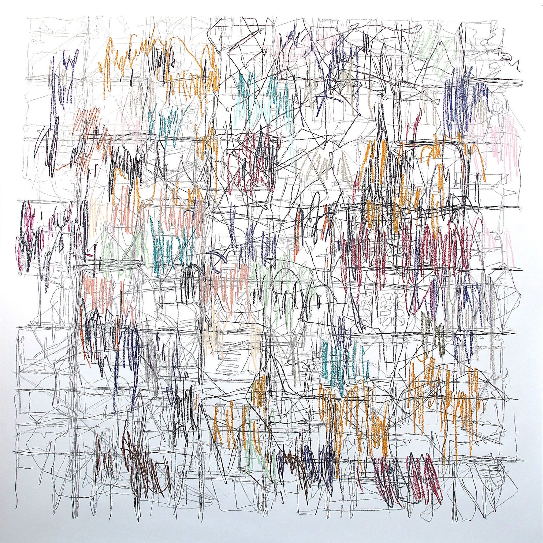 (1/EKelly+PCézanne) | 25-02-20011, 150 x 150 cm, Pastels sur papier