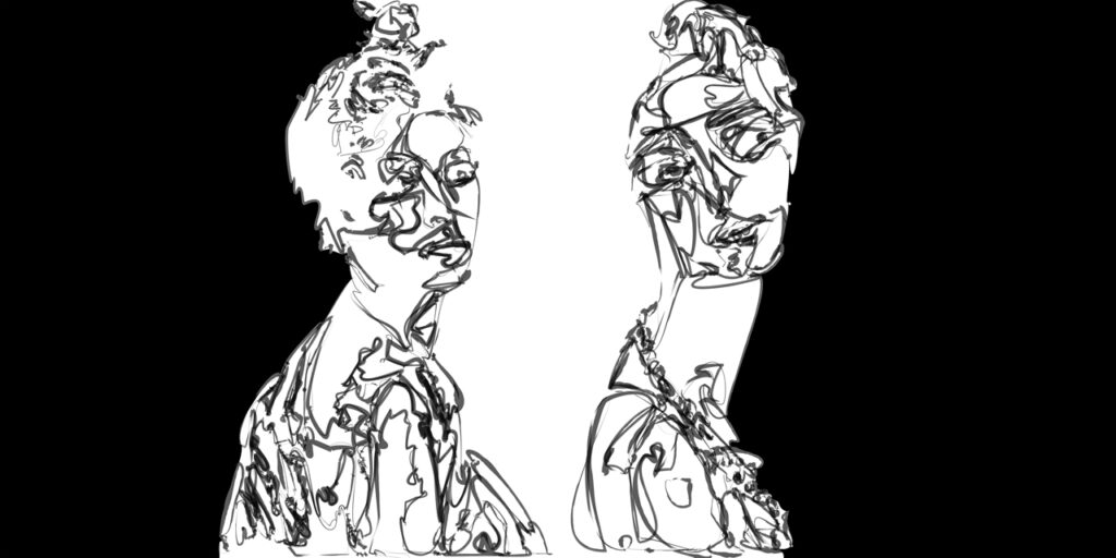 1/(FPicabia≠AModigliani)-50%, 2022, 50 x 100 cm, impression piezographie sur papier