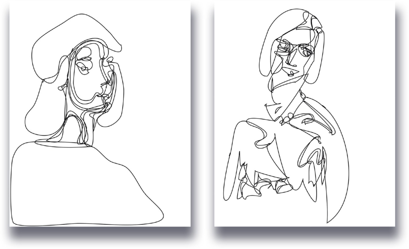 2x1/(Raphaël+AModigliani)-75% | 02-01-2018, 50 x 40 cm, impression numérique sur papier