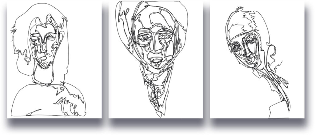 3x1/(AModigliani+HMatisse+PRotari)-55% | 03-09-2017, 50 x 40 cm, impression numérique sur papier.