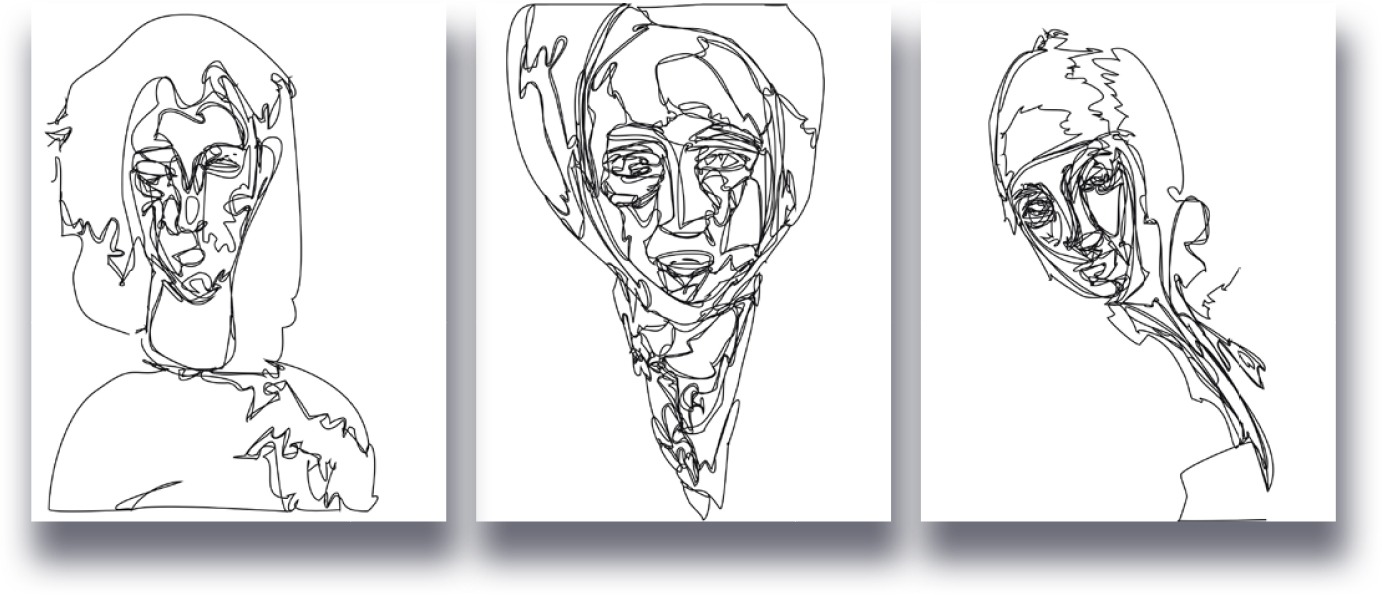 3x1/(AModigliani+HMatisse+PRotari)-55% | 03-09-2017, 50 x 40 cm, impression numérique sur papier.