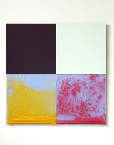 Contre-Respiration III, 2002, 50 x 50 cm, sac plastique, pigment, eau déminéralisée